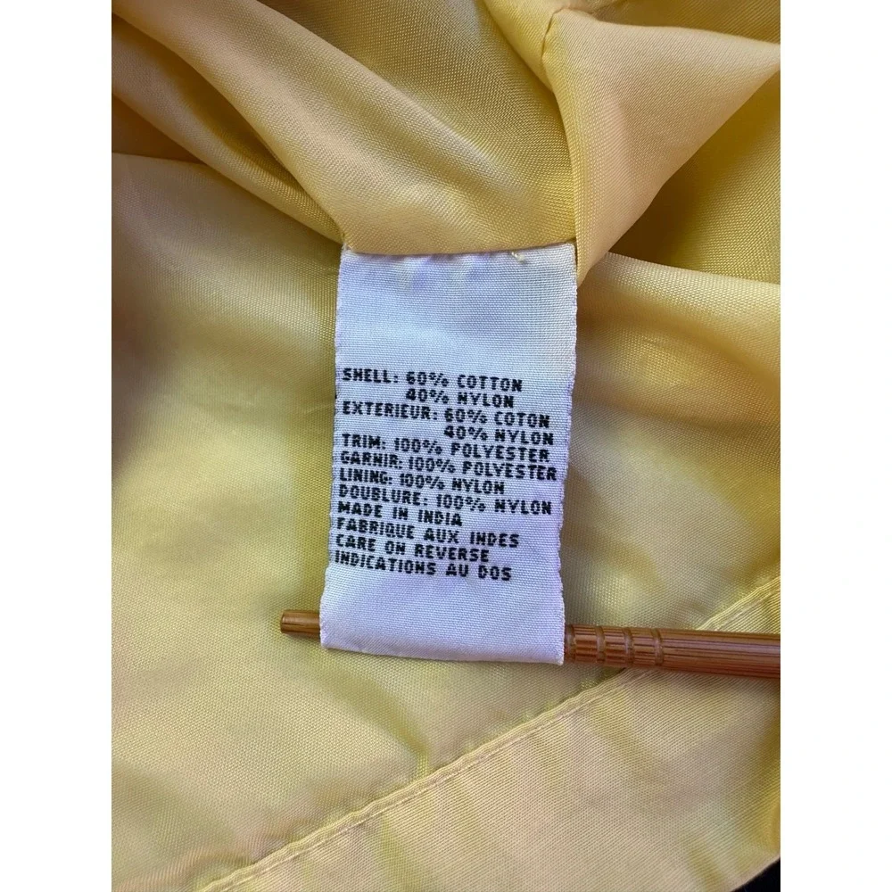 Talbots Raincoat Jacket L Yellow Hooded Full Zip Lined‎ Lightweight Preppy Chic